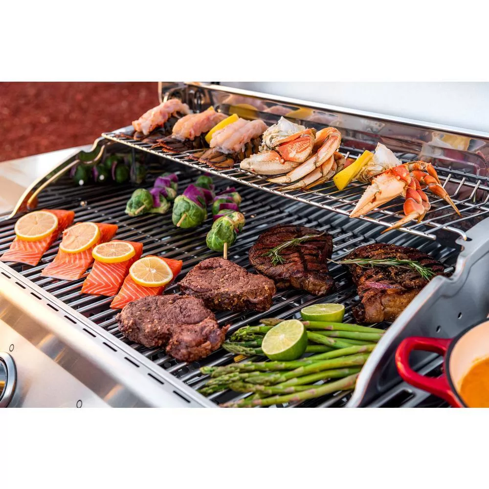 Nexgrill 720-0830HM 4-Burner Propane Gas Grill in Blue with Side Burner
