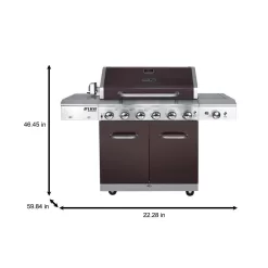 Nexgrill 720-0896E Deluxe 6-Burner Propane Gas Grill in Mocha with Ceramic Searing Side Burner