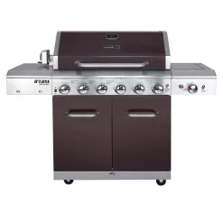 Nexgrill 720-0896E Deluxe 6-Burner Propane Gas Grill in Mocha with Ceramic Searing Side Burner