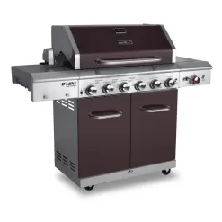 Nexgrill 720-0896E Deluxe 6-Burner Propane Gas Grill in Mocha with Ceramic Searing Side Burner