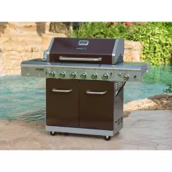 Nexgrill 720-0896E Deluxe 6-Burner Propane Gas Grill in Mocha with Ceramic Searing Side Burner