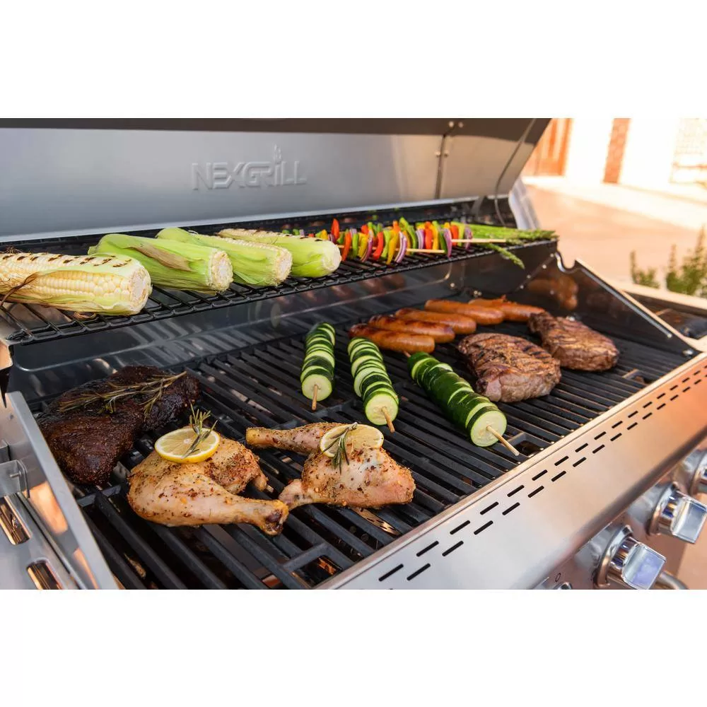 Nexgrill 720-0896X 6-Burner Propane Gas Grill in Stainless Steel with Ceramic Searing Side Burner and Rotisserie Kit