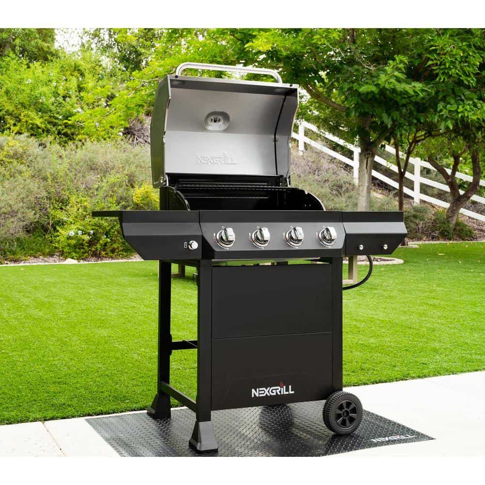 Nexgrill 720-0925PG 4-Burner Propane Gas Grill in Black with Stainless Steel Main Lid
