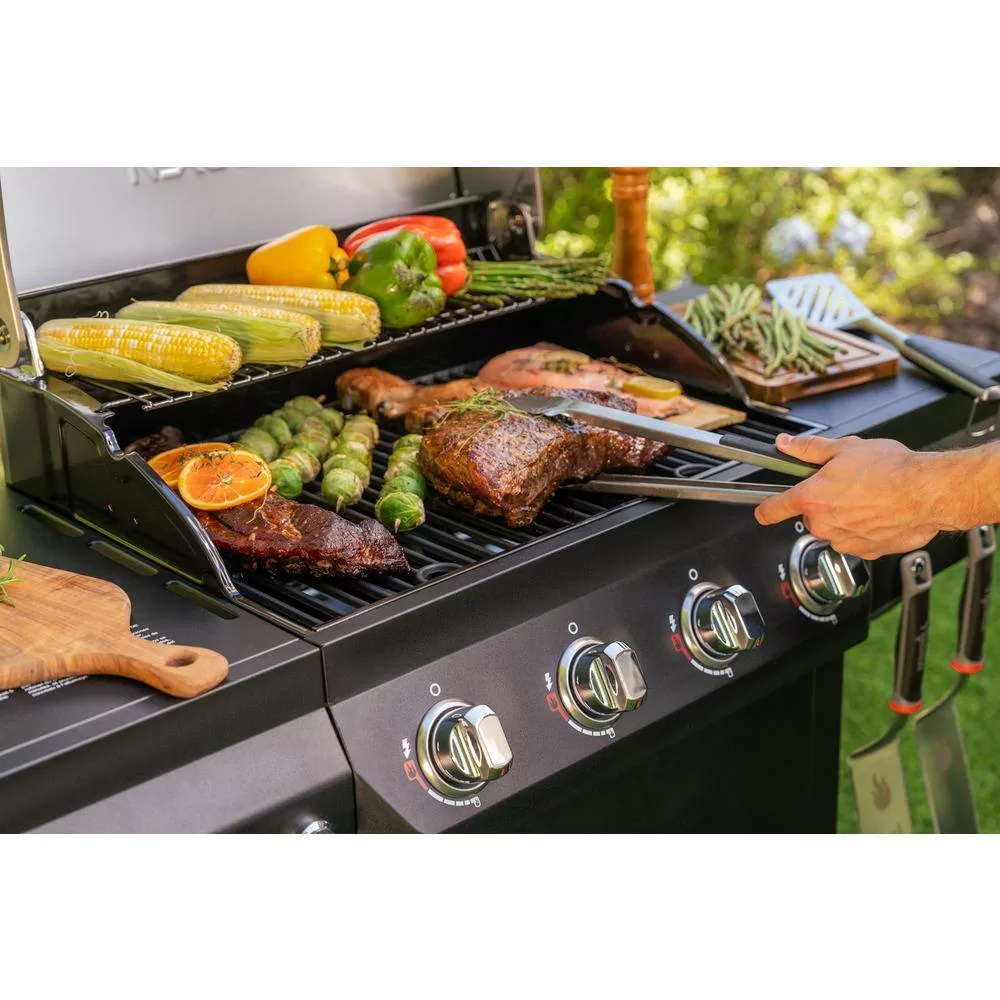 Nexgrill 720-0925PG 4-Burner Propane Gas Grill in Black with Stainless Steel Main Lid