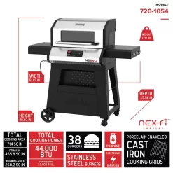 Nexgrill 720-1054 Neevo 720 Propane Gas Digital Smart Grill in Black with Stainless Steel Front Panel and Lid