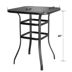 Nuu Garden Brown 5-Piece Metal Patio Outdoor Bar Set with High Swivel Bistro Chairs and Square Table