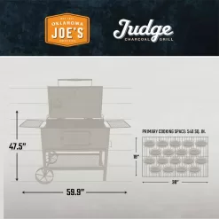 OKLAHOMA JOE'S 19302087 Judge Charcoal Smoker Grill in Black with 540 sq. in. Cooking Space