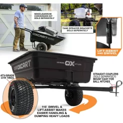 OXCART GTMZ208194POTR Stockman 15 cu. ft. - 17 cu. ft. Lift-Assist and Swivel ATV Dump Cart with ZTR-Grade OTR Tires