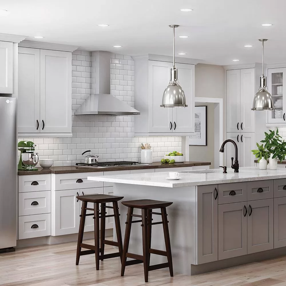 Home Decorators Collection Newport Pacific White Plywood Shaker Assembled Drawer Base Kitchen Cabinet 3 Drawer Sft Cl 24 in W x 24 in D x 34.5 in H
