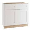 Home Decorators Collection Newport Pacific White Plywood Shaker Assembled Sink Base Kitchen Cabinet Soft Close 36 in W x 24 in D x 34.5 in H
