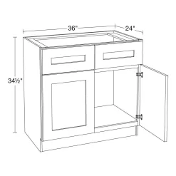 Home Decorators Collection Newport Pacific White Plywood Shaker Assembled Sink Base Kitchen Cabinet Soft Close 36 in W x 24 in D x 34.5 in H