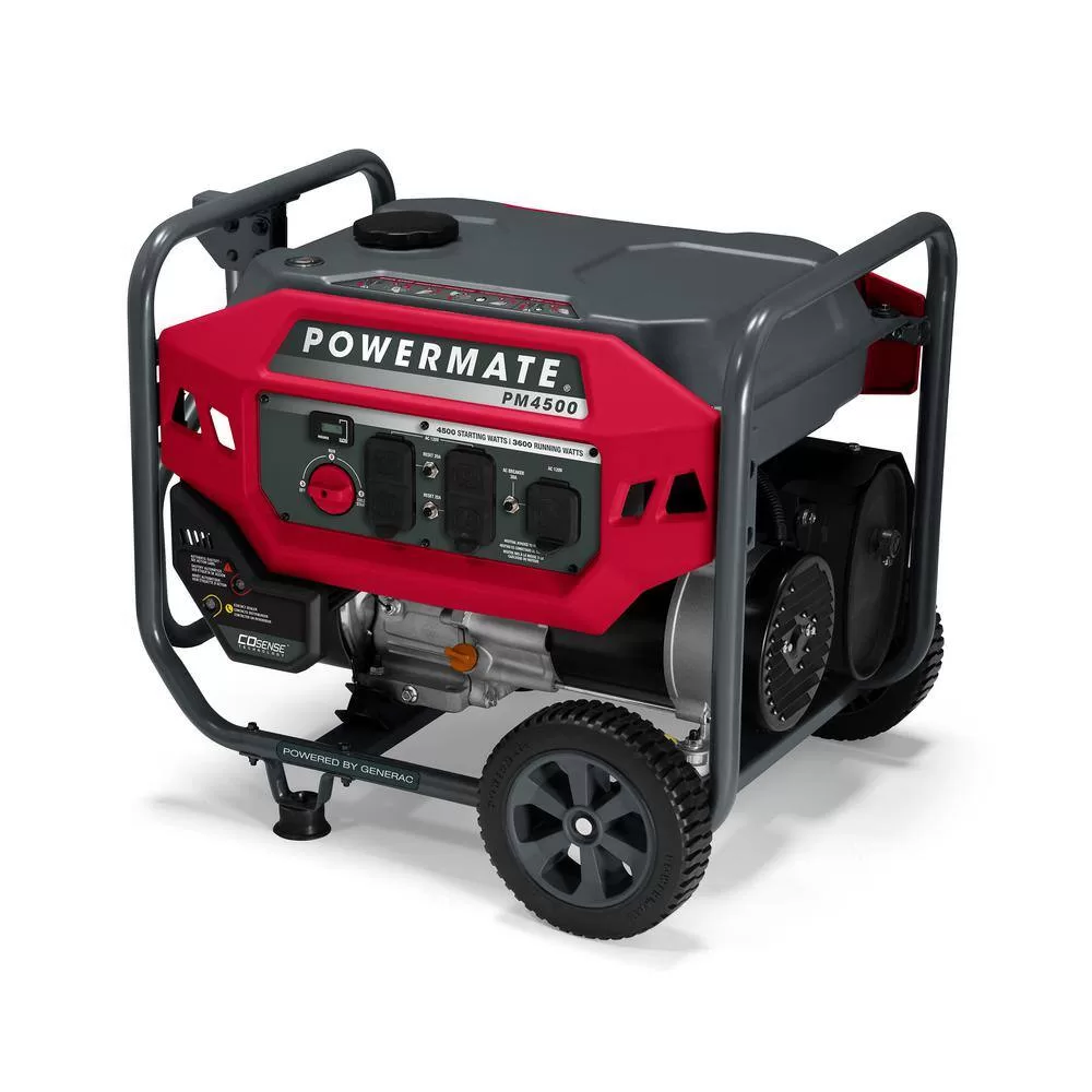 Powermate P0080201 PM4500 3600-Watt Manual Start Gas-Powered Portable Generator with CO-Sense, 49-ST/CSA