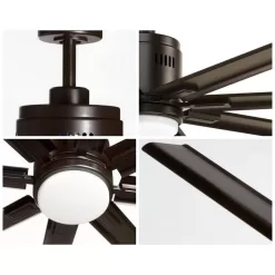 Progress Lighting Vast Collection 72 in. 8-Blade Indoor Antique Bronze Industrial Ceiling Fan with LED Light and Remote