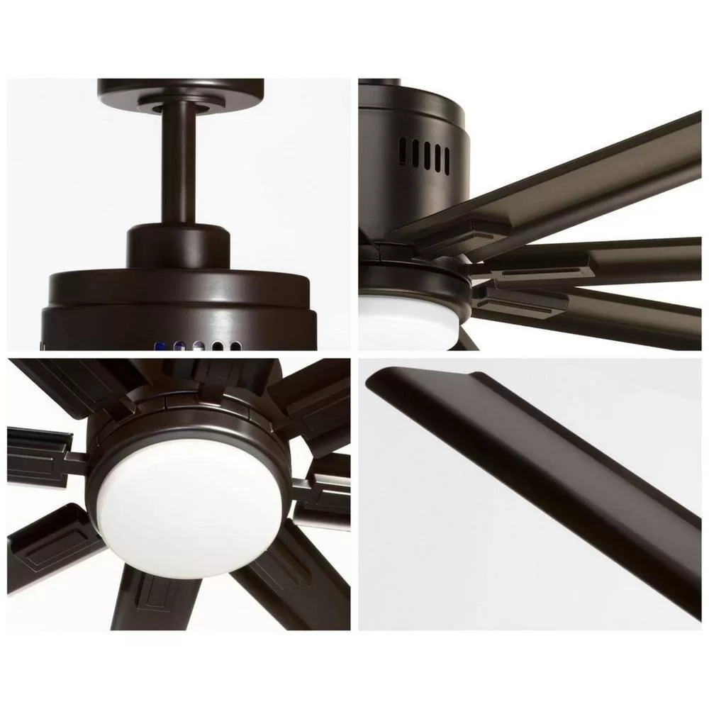 Progress Lighting Vast Collection 72 in. 8-Blade Indoor Antique Bronze Industrial Ceiling Fan with LED Light and Remote