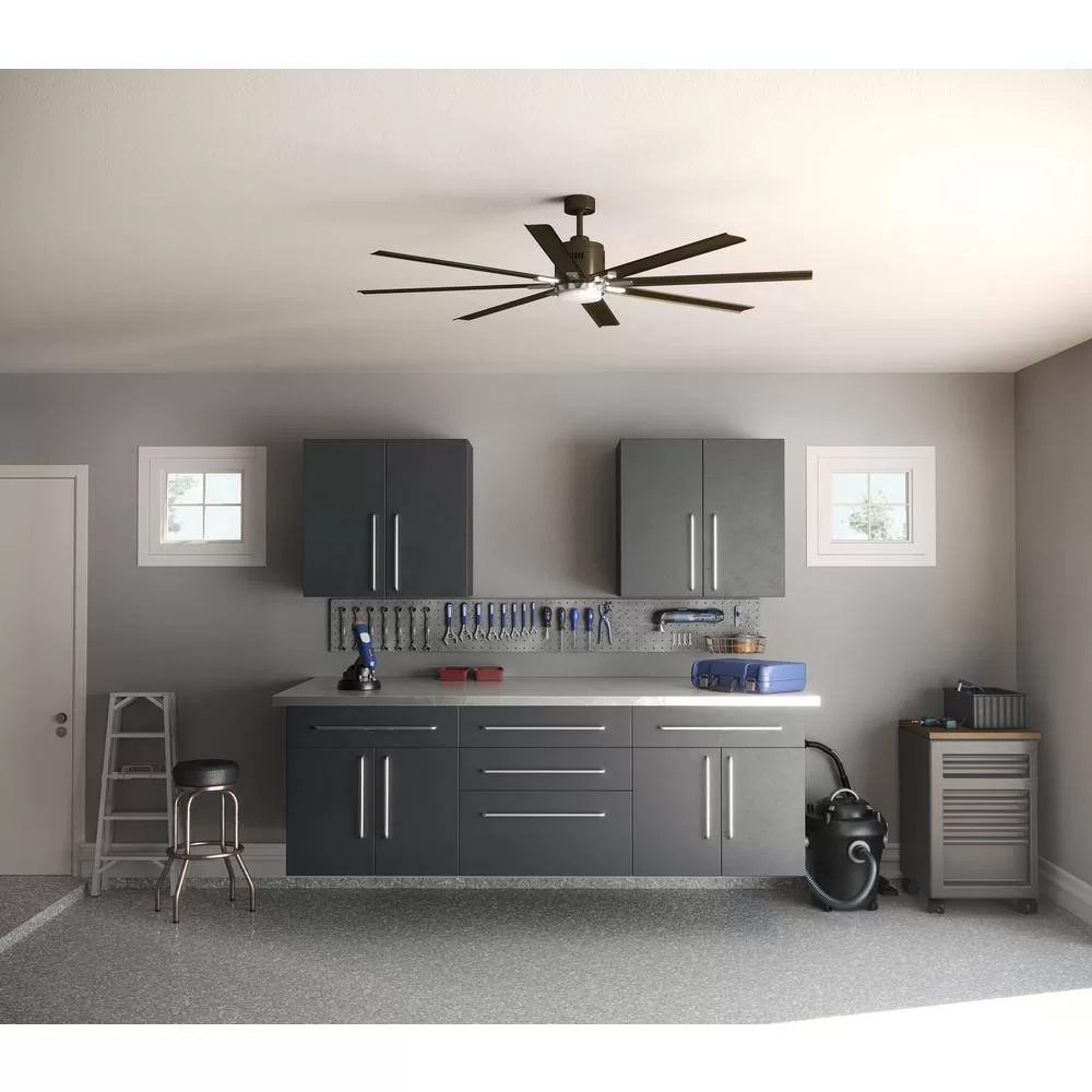 Progress Lighting Vast Collection 72 in. 8-Blade Indoor Antique Bronze Industrial Ceiling Fan with LED Light and Remote