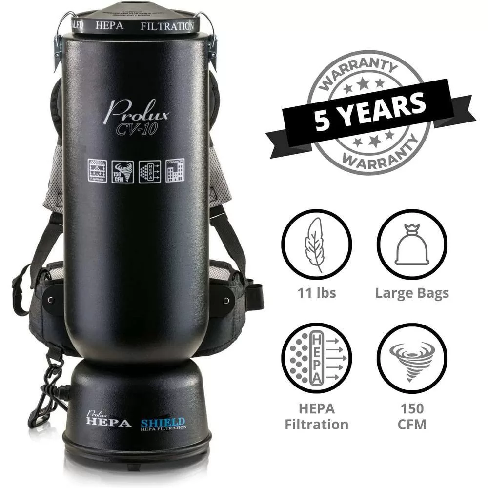 Prolux 19pl10qt 10 Qt. Commercial Backpack Vacuum Cleaner with 2-Year Warranty