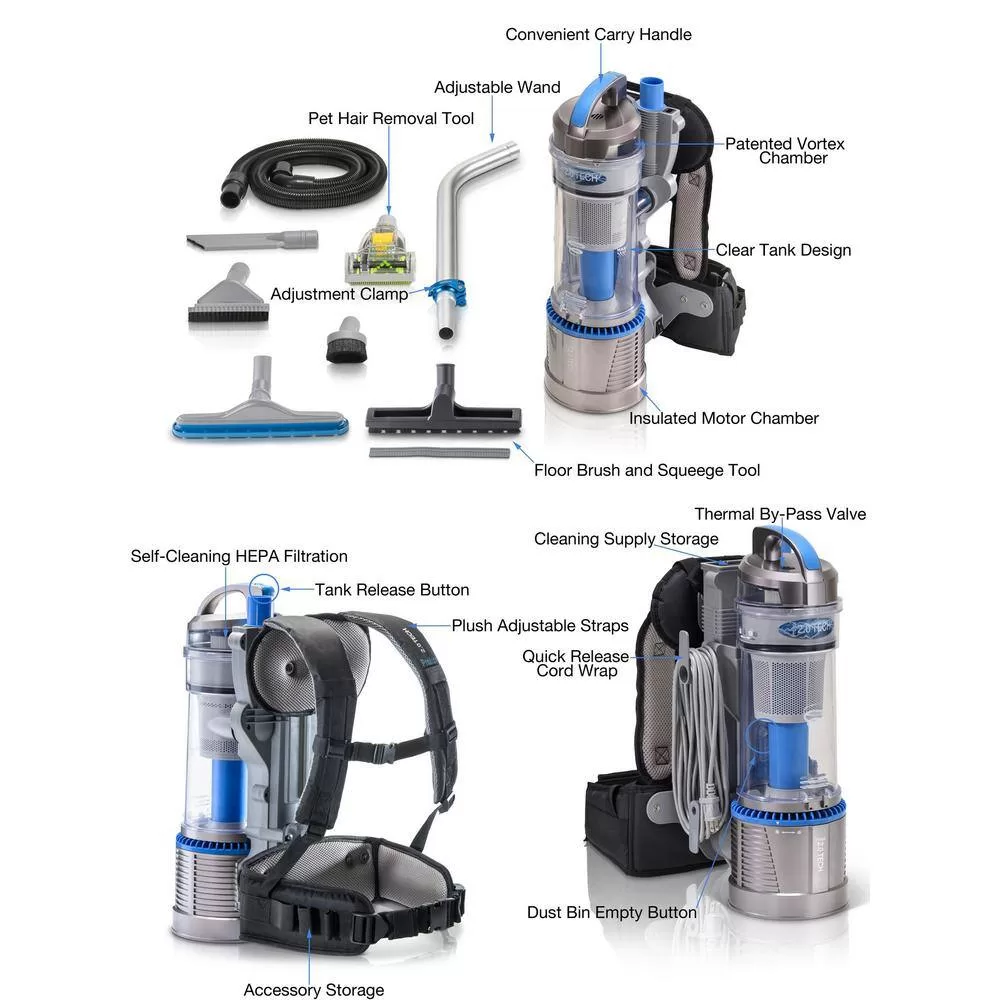 Prolux 19prolux2.0a Bagless Backpack Vacuum Cleaner with Deluxe 1-1/2 in. Tool Kit