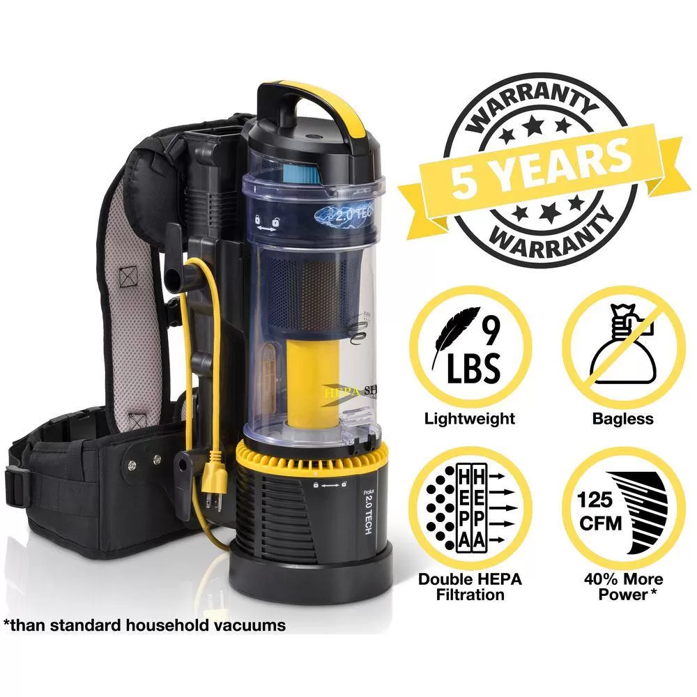Prolux 19prolux2.0d 2.0 Commercial Bagless Backpack Vacuum with Power Nozzle Kit
