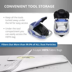 Prolux Blue TerraVac 5 Speed Quiet Vacuum Cleaner with Sealed HEPA Filter and Upgraded Blue Head