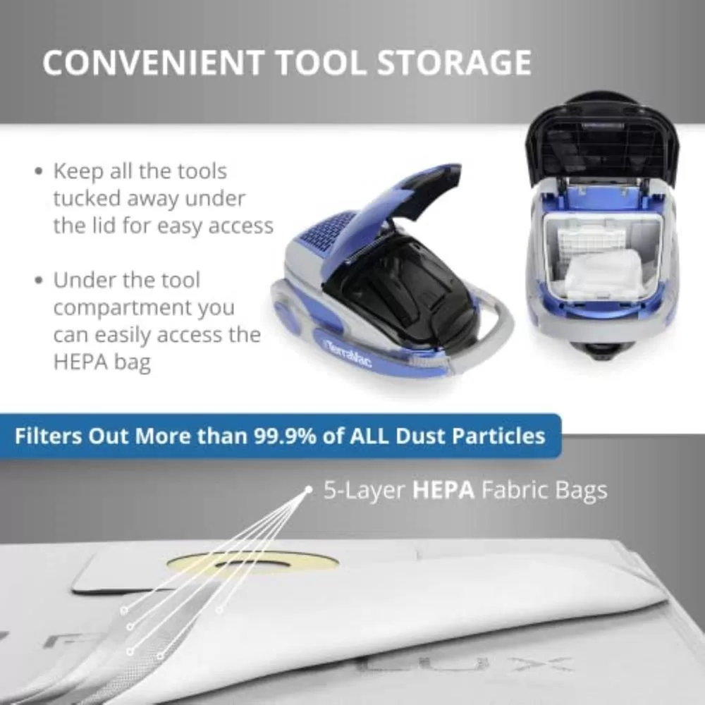 Prolux Blue TerraVac 5 Speed Quiet Vacuum Cleaner with Sealed HEPA Filter and Upgraded Blue Head