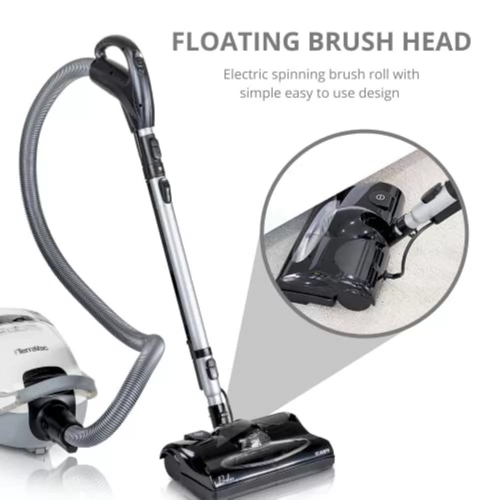 Prolux White TerraVac 5-Speed Quiet Canister Vacuum Cleaner with Sealed HEPA Filter