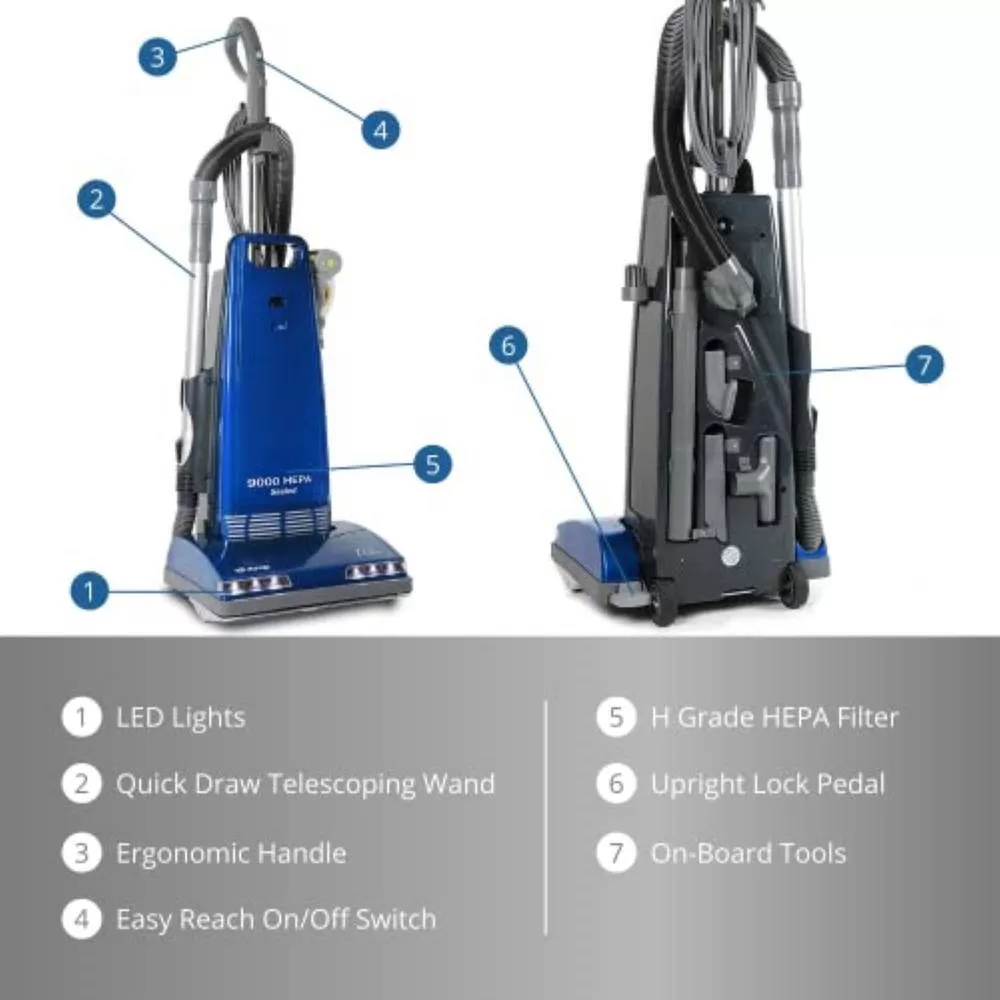 Prolux prolux_9000 Upright Sealed HEPA Vacuum with 12 Amp Motor Onboard Tools
