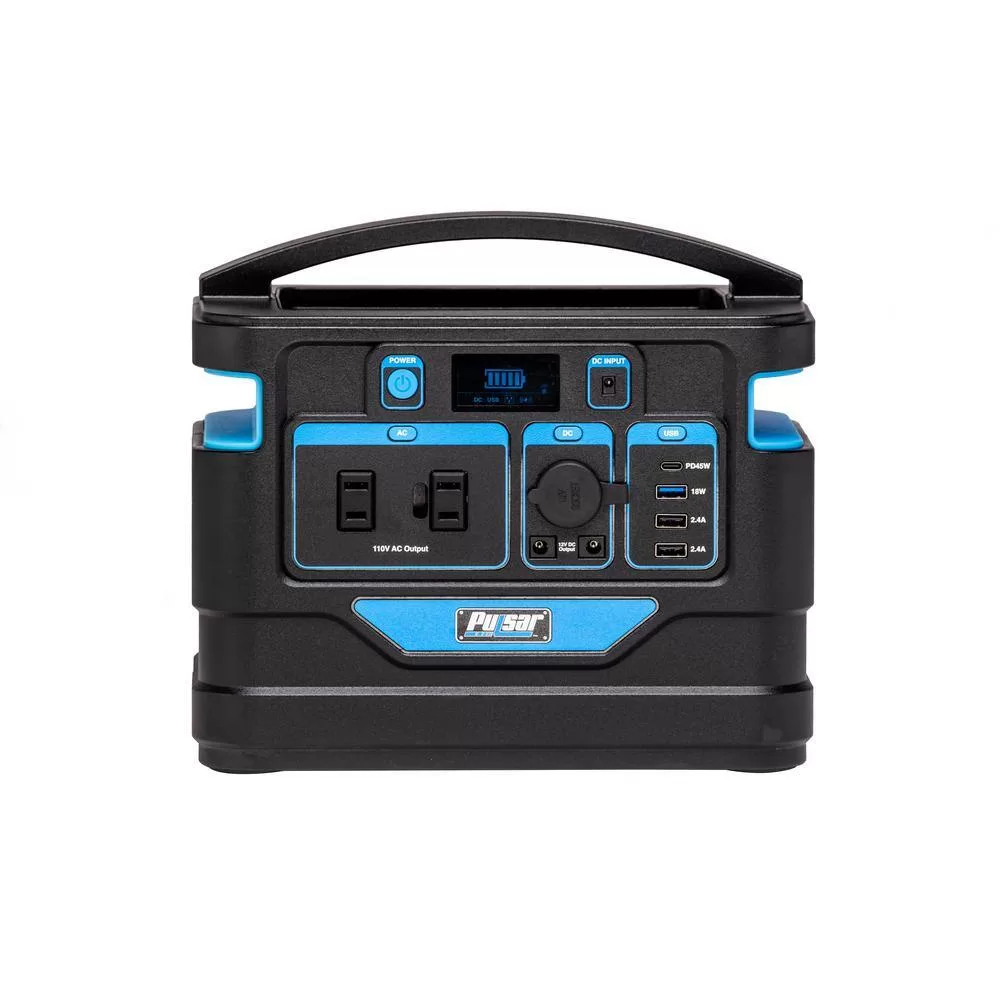 Pulsar PPS500 500-Watt Quiet Portable Power Station with Push Button Start Battery Generator for Outdoors, Home, and Solar Charging