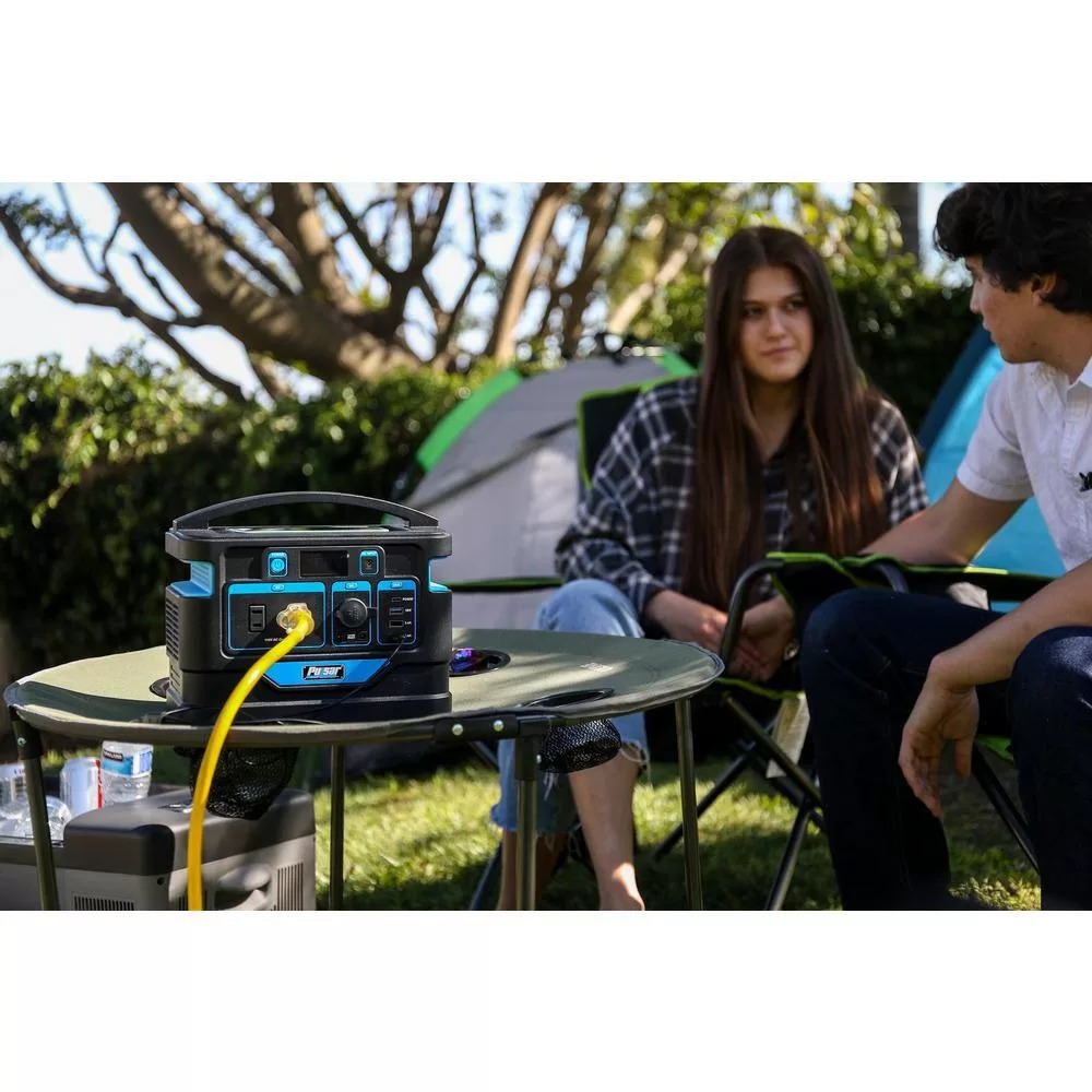 Pulsar PPS500 500-Watt Quiet Portable Power Station with Push Button Start Battery Generator for Outdoors, Home, and Solar Charging