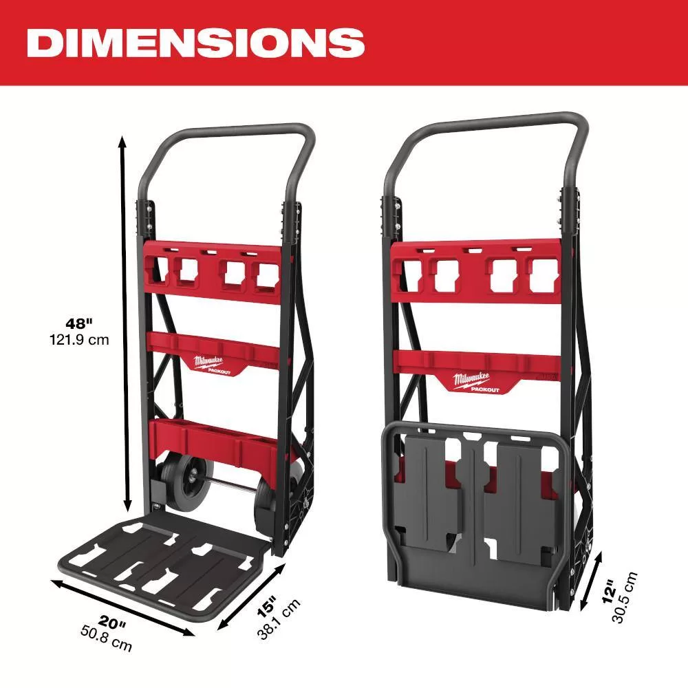 Milwaukee 48-22-8415-48-22-8442 PACKOUT 20 in. 2-Wheel Utility Cart with 2-Drawer Tool Box
