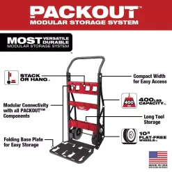 Milwaukee 48-22-8415-48-22-8442 PACKOUT 20 in. 2-Wheel Utility Cart with 2-Drawer Tool Box