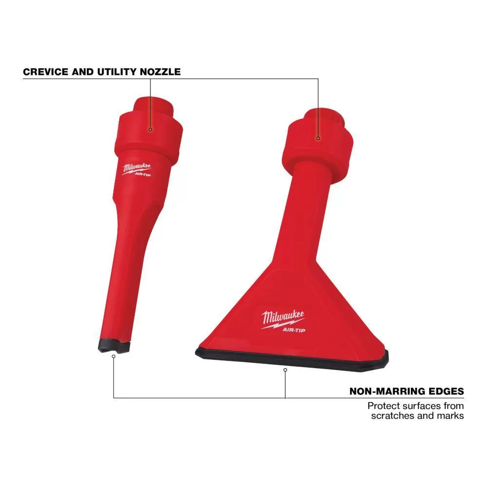 Milwaukee M18 FUEL 9 Gal. Cordless Dual-Battery Wet/Dry Shop Vacuum w/AIR-TIP 1-1/4 in. - 2-1/2 in. Brush, Crevice and Nozzle Kit