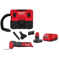 Milwaukee M12 FUEL 12-Volt Lithium-Ion Cordless 1.6 Gal. Wet/Dry Vacuum and Oscillating Multi-Tool with 4.0 Ah Battery and Charger