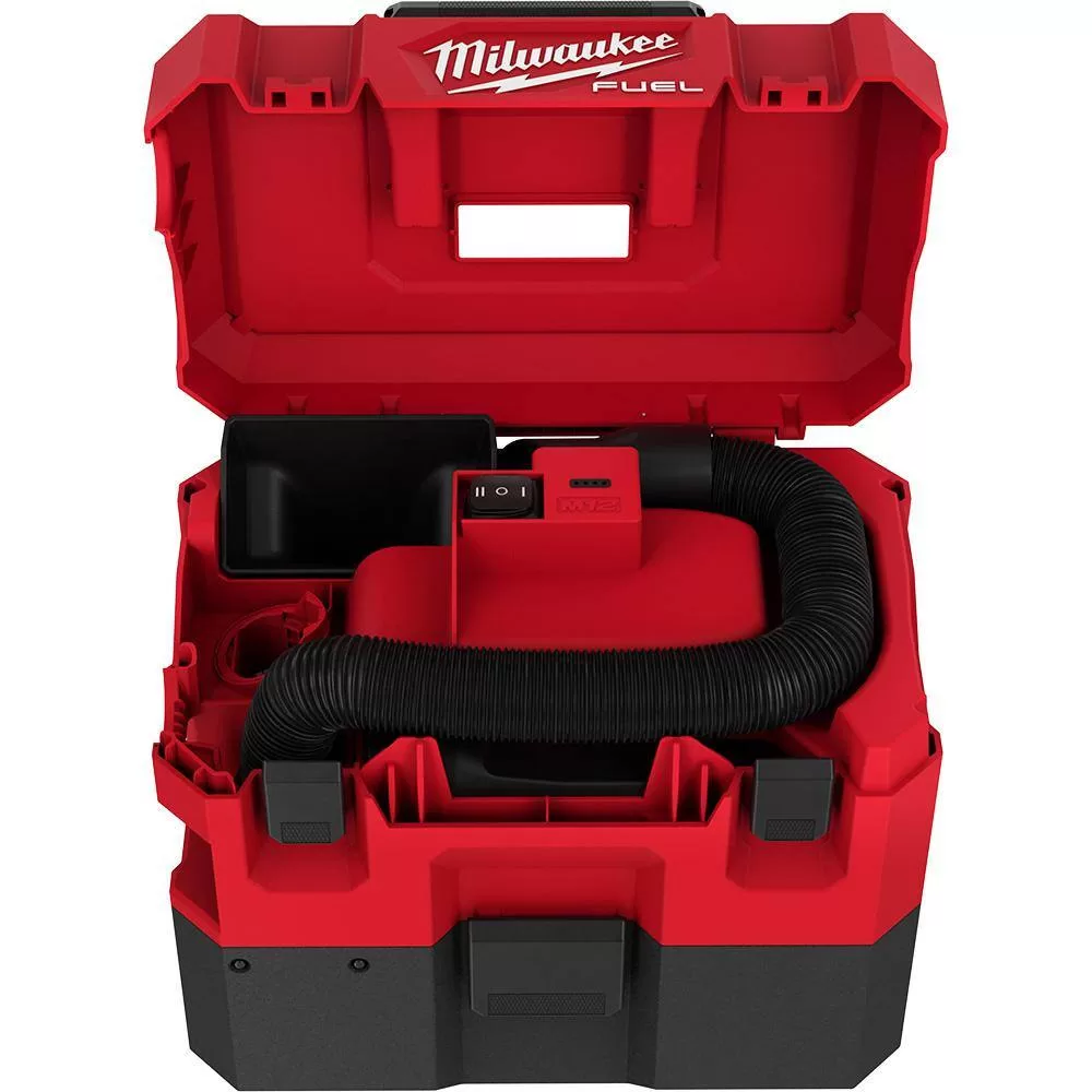 Milwaukee M12 FUEL 12-Volt Lithium-Ion Cordless 1.6 Gal. Wet/Dry Vacuum and SURGE Impact Driver with 4.0 Ah Battery and Charger