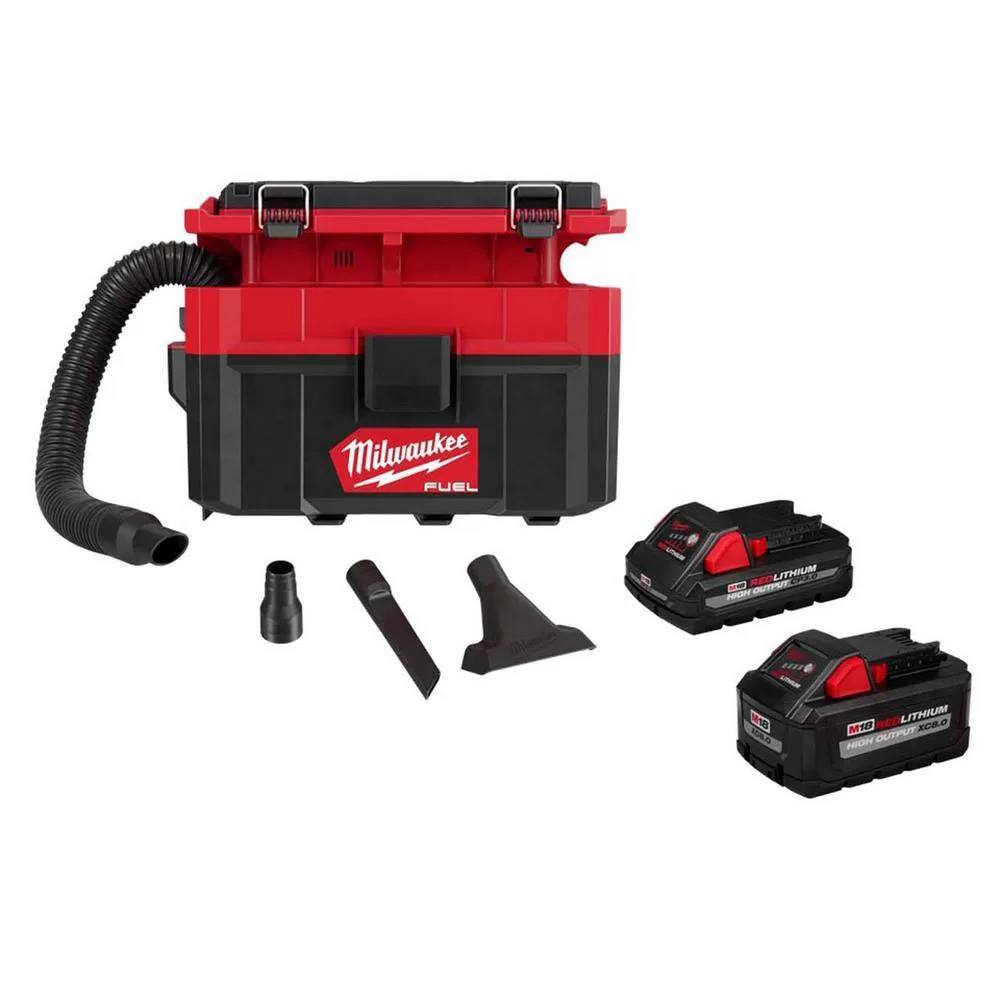 Milwaukee M18 FUEL PACKOUT 18-Volt Lithium-Ion Cordless 2.5 Gal. Wet/Dry Vacuum with M18 HIGH OUTPUT XC 8.0 Ah and 3 Ah Batteries
