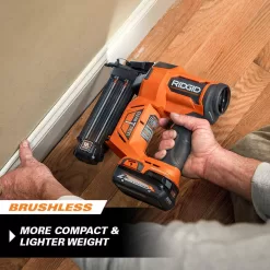RIDGID R09891B-AC87004 18V Brushless Cordless 18-Gauge 2-1/8 in. Brad Nailer with 4.0 Ah Lithium-Ion Battery