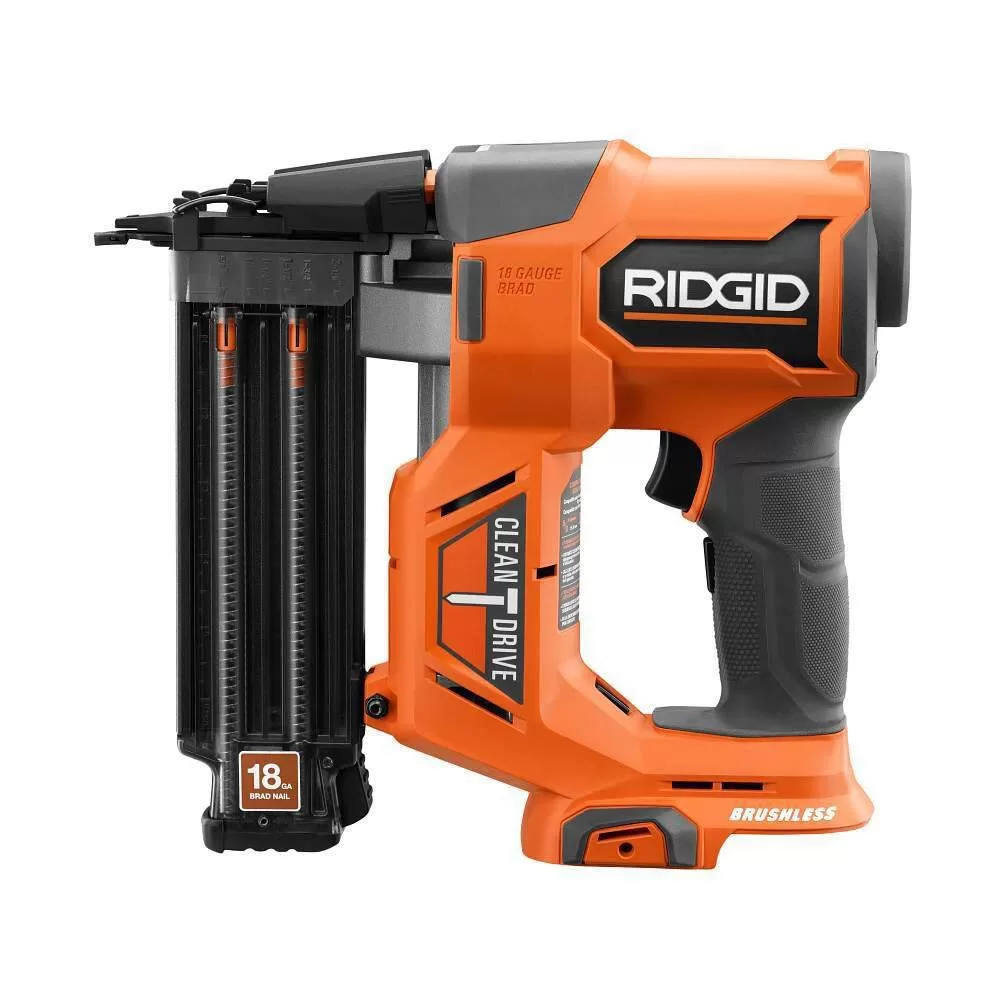 RIDGID R09891B-AC87004 18V Brushless Cordless 18-Gauge 2-1/8 in. Brad Nailer with 4.0 Ah Lithium-Ion Battery