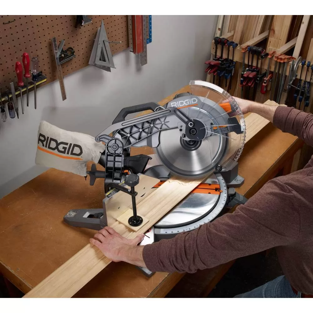 RIDGID R4123-AC9960 15 Amp Corded 12 in. Dual Bevel Miter Saw with Professional Compact Miter Saw Stand