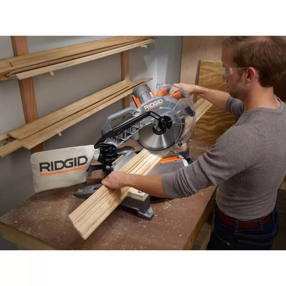 RIDGID R4123-AC9960 15 Amp Corded 12 in. Dual Bevel Miter Saw with Professional Compact Miter Saw Stand