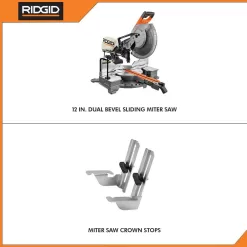 RIDGID 15 Amp 12 in. Corded Dual Bevel Sliding Miter Saw with 70 Deg. Miter Capacity with Professional Compact Miter Saw Stand
