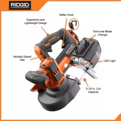 RIDGID 18V Cordless 2-Tool Combo Kit with Compact Band Saw and OCTANE Brushless Compact Fixed Base Router (Tools Only)