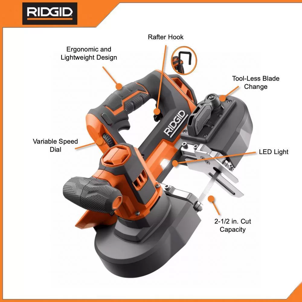 RIDGID 18V Cordless 2-Tool Combo Kit with Compact Band Saw and OCTANE Brushless Compact Fixed Base Router (Tools Only)