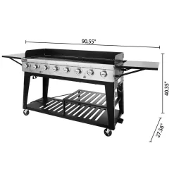 Royal Gourmet GB8000 8-Burner Event Propane Gas Grill with 2 Folding Side Tables