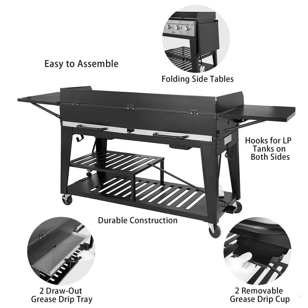 Royal Gourmet GB8000 8-Burner Event Propane Gas Grill with 2 Folding Side Tables