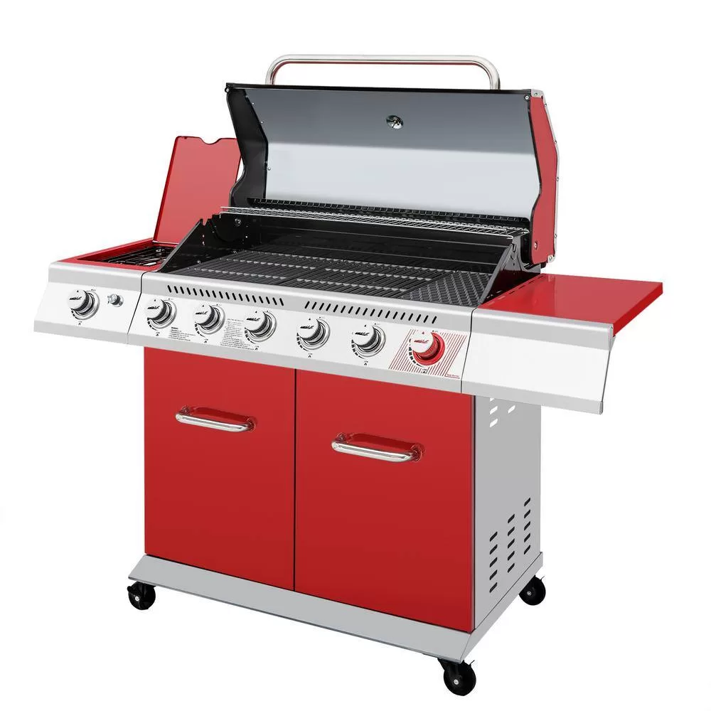 Royal Gourmet GA6402R 6-Burner BBQ Liquid Propane Gas Grill with Sear Burner and Side Burner in Red