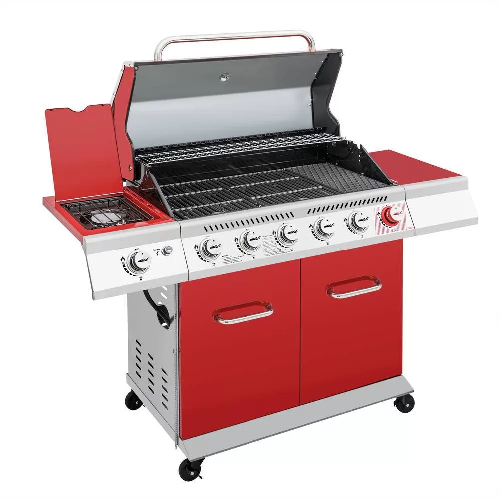 Royal Gourmet GA6402R 6-Burner BBQ Liquid Propane Gas Grill with Sear Burner and Side Burner in Red