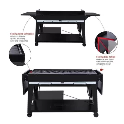 Royal Gourmet GB8003 8-Burner Event Propane Gas Grill with 2 Folding Side Tables in Black