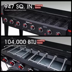Royal Gourmet GB8003 8-Burner Event Propane Gas Grill with 2 Folding Side Tables in Black