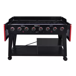 Royal Gourmet GB8003 8-Burner Event Propane Gas Grill with 2 Folding Side Tables in Black