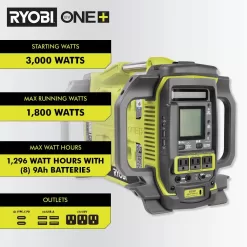 RYOBI RYI818BT ONE+ 1800-Watt Power Station Battery Inverter Push Button Battery Generator/8-Port Charger (Tool-Only)