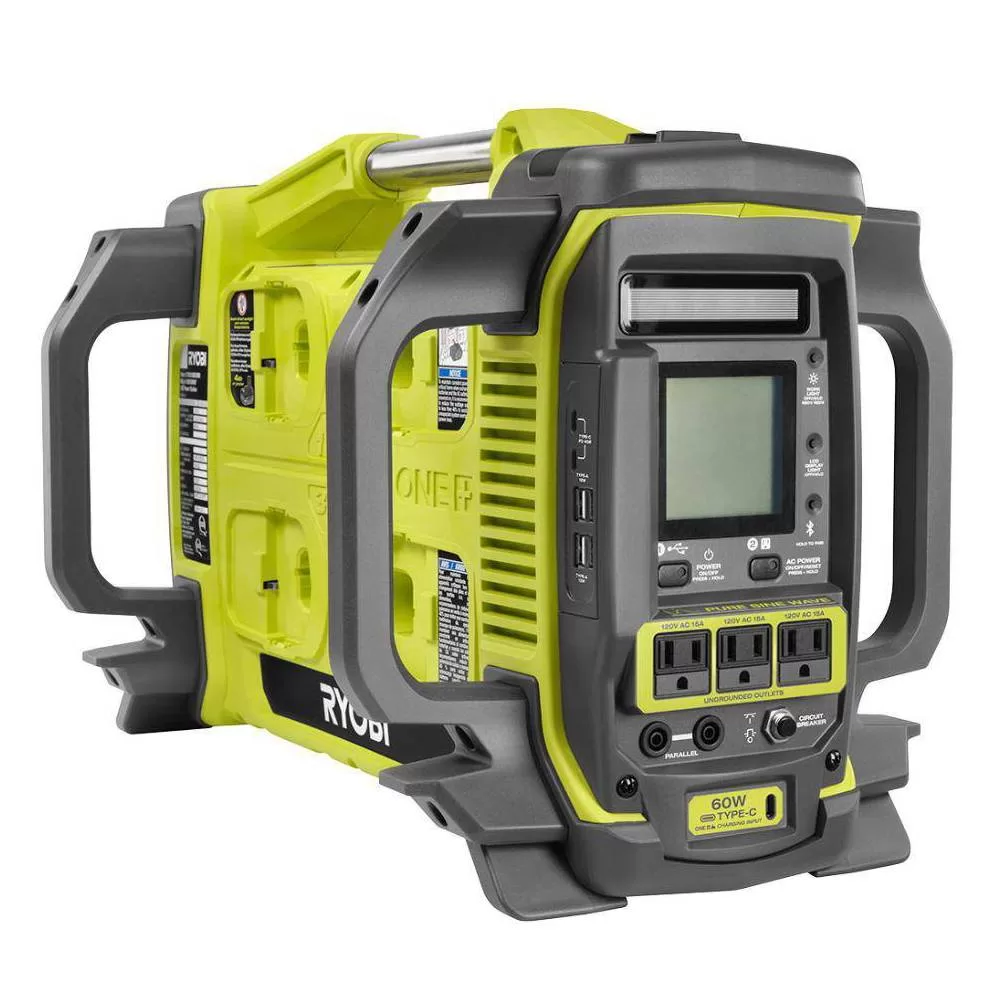 RYOBI RYI818BT ONE+ 1800-Watt Power Station Battery Inverter Push Button Battery Generator/8-Port Charger (Tool-Only)